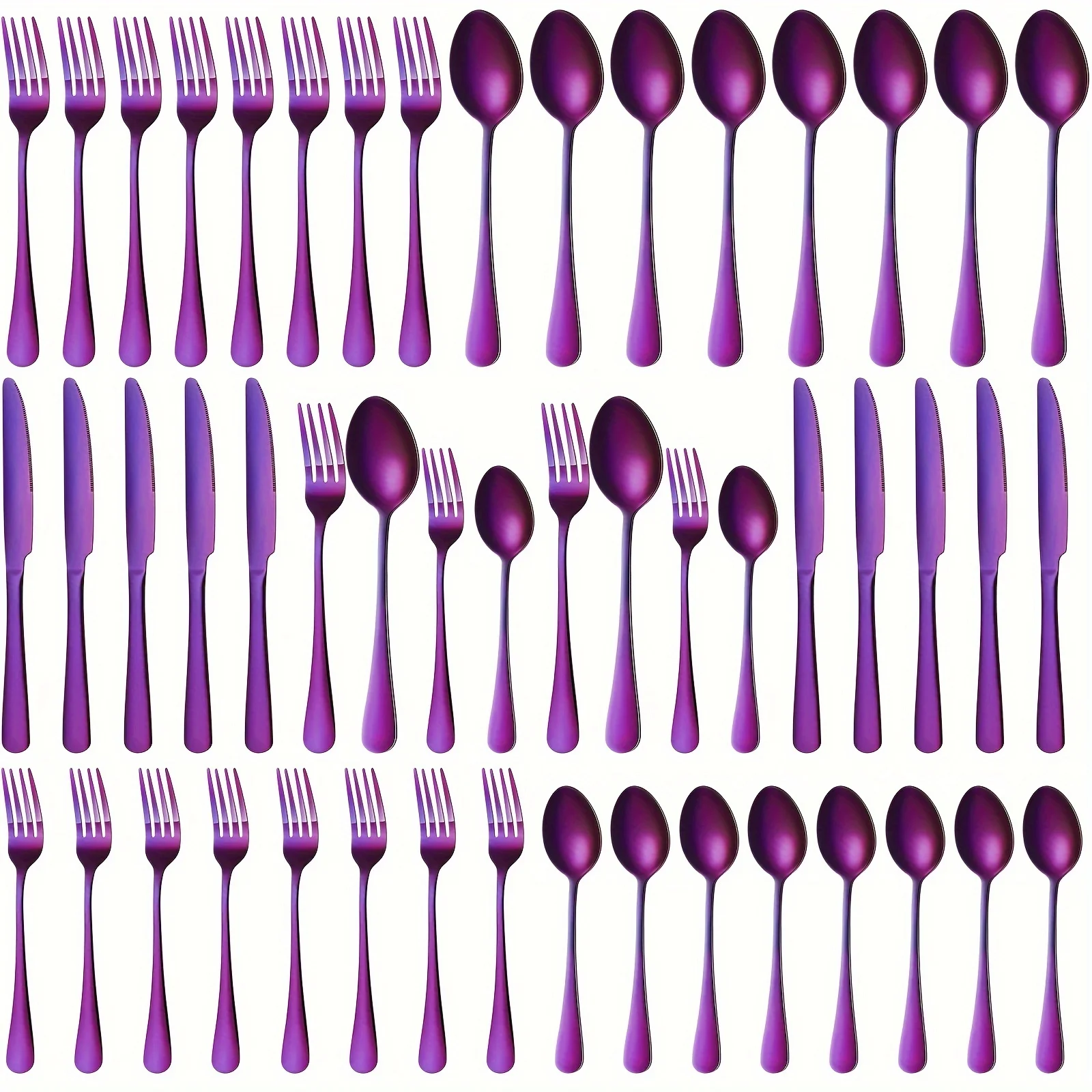 50pcs Purple Silvery Set 10pcs Stainless Steel Cutlery Set Metal Cutlery Set Cutlery Set Includes Knife, Fork And Spoon Suitable
50pcs Purple Silvery Set 10pcs Stainless Steel Cutlery Set Metal Cutlery Set Cutlery Set Includes Knife, Fork And Spoon Suitable