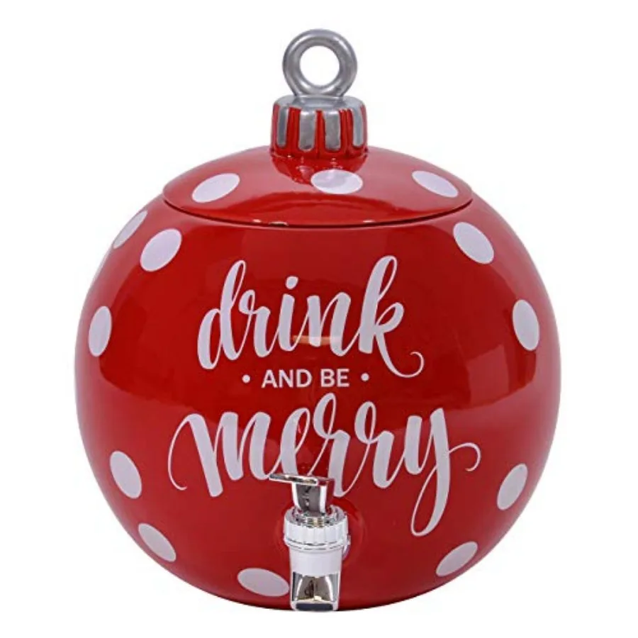 Drink and Be Merry Ball Ornament Rosy Red 11 x 11 Dolomite Ceramic Christmas Beverage Dispenser
Drink and Be Merry Ball Ornament Rosy Red 11 x 11 Dolomite Ceramic Christmas Beverage Dispenser