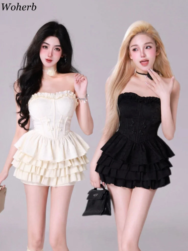 Korean Fashion Solid Two Piece Sets Womens Outfits Roupas Femme Ruffled Tube Tops High Waist Mini Skirt Suit Sweet Cute Y2k Set
Korean Fashion Solid Two Piece Sets Womens Outfits Roupas Femme Ruffled Tube Tops High Waist Mini Skirt Suit Sweet Cute Y2k Set