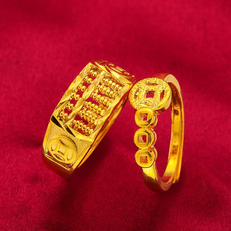 24K gold opening pairing ring AU999 full gold, classic abacus bead shape, worn by men and women, showing elegance in daily life
24K gold opening pairing ring AU999 full gold, classic abacus bead shape, worn by men and women, showing elegance in daily life