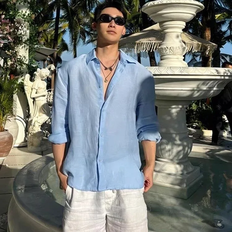 Lazy Loose Fit Long Sleeve Cotton Linen Shirt Summer Sun Protection Outerwear Handsome Casual Shirt Youth Trend
Lazy Loose Fit Long Sleeve Cotton Linen Shirt Summer Sun Protection Outerwear Handsome Casual Shirt Youth Trend