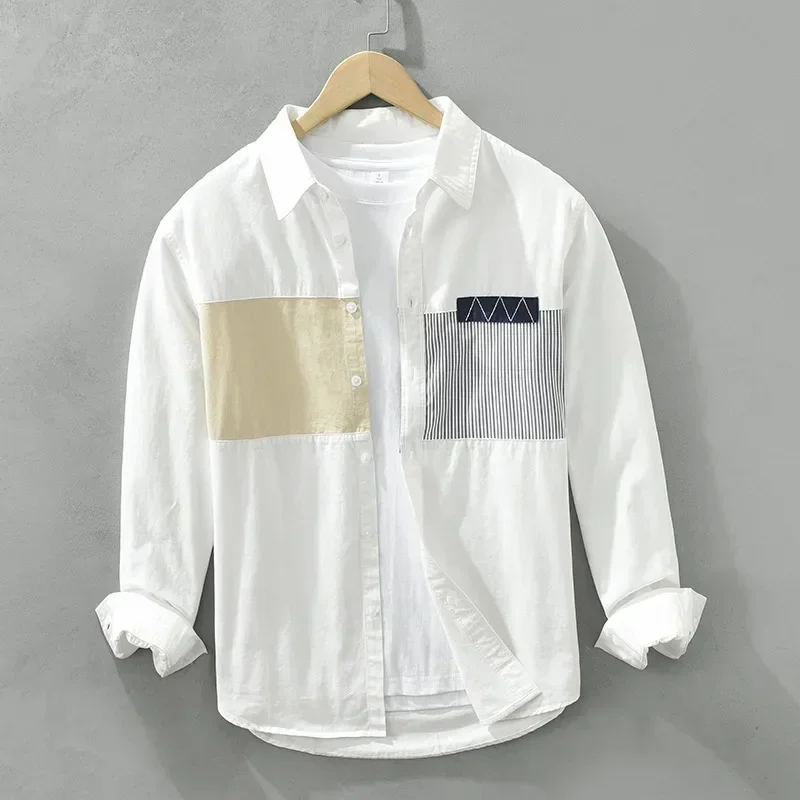 Japanese Style Men White Shirt Long Sleeve Pure Cotton Casual Shirts Male Streetwear Patchwork Designer Shirts Youthful Clothing
Japanese Style Men White Shirt Long Sleeve Pure Cotton Casual Shirts Male Streetwear Patchwork Designer Shirts Youthful Clothing