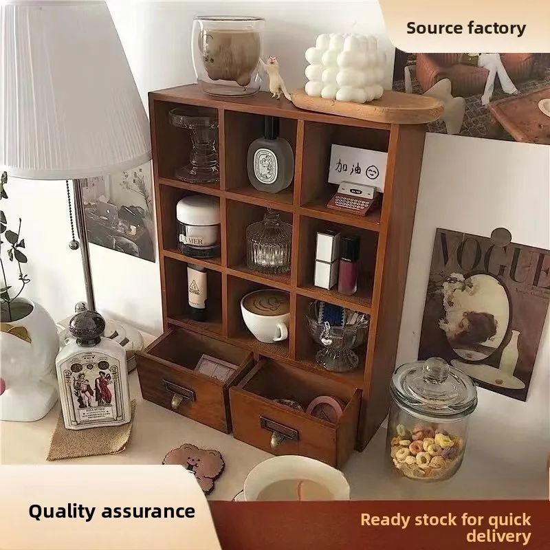 Desktop shelf Wall-mounted storage box No punching Solid wood lattice tea set Bogu rack
Desktop shelf Wall-mounted storage box No punching Solid wood lattice tea set Bogu rack