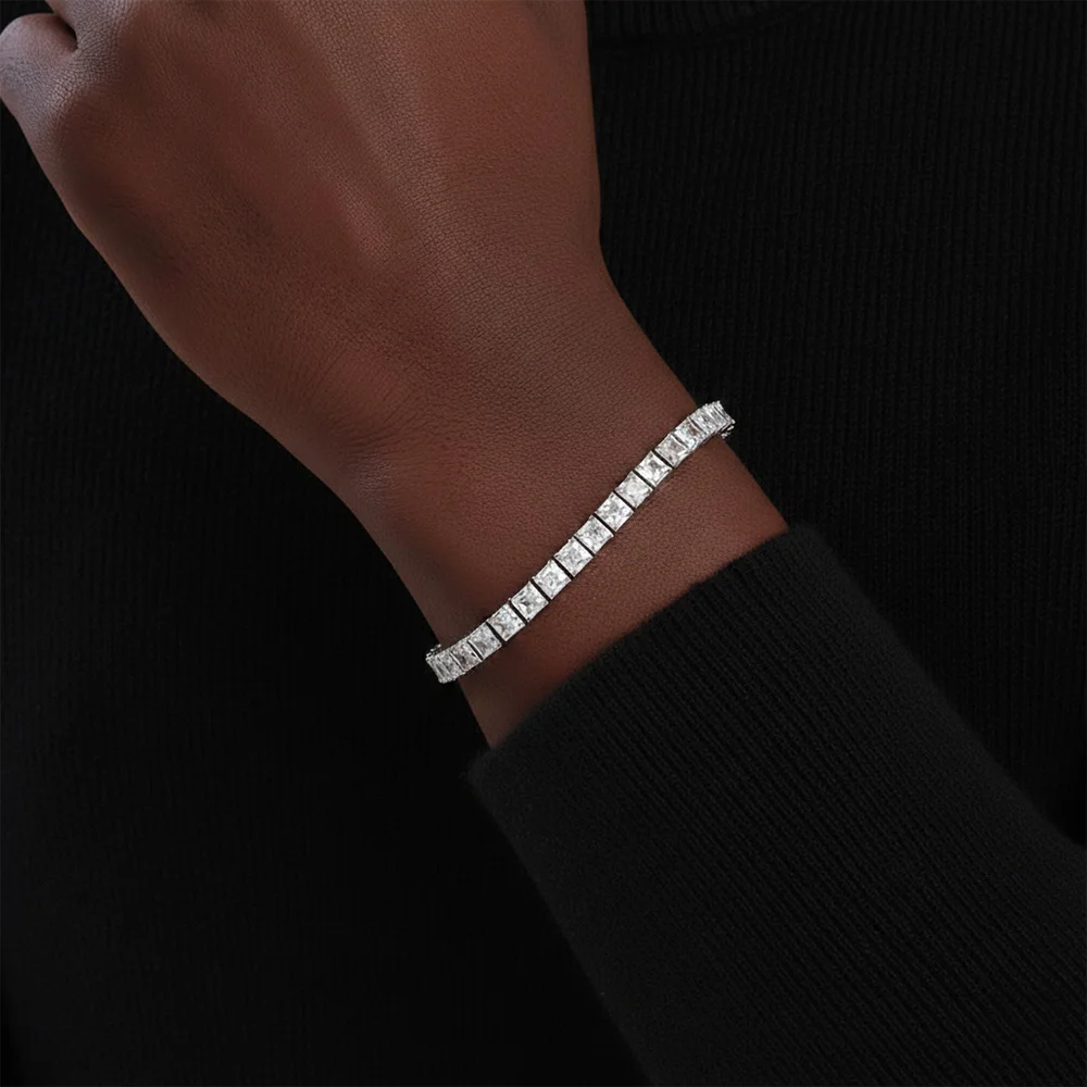 NUOYA Luxury 316 stainless steel 4mm Full Cubic Zirconia Tennis Bracelet Handmade Inlaid Square CZ 20cm Chain
NUOYA Luxury 316 stainless steel 4mm Full Cubic Zirconia Tennis Bracelet Handmade Inlaid Square CZ 20cm Chain