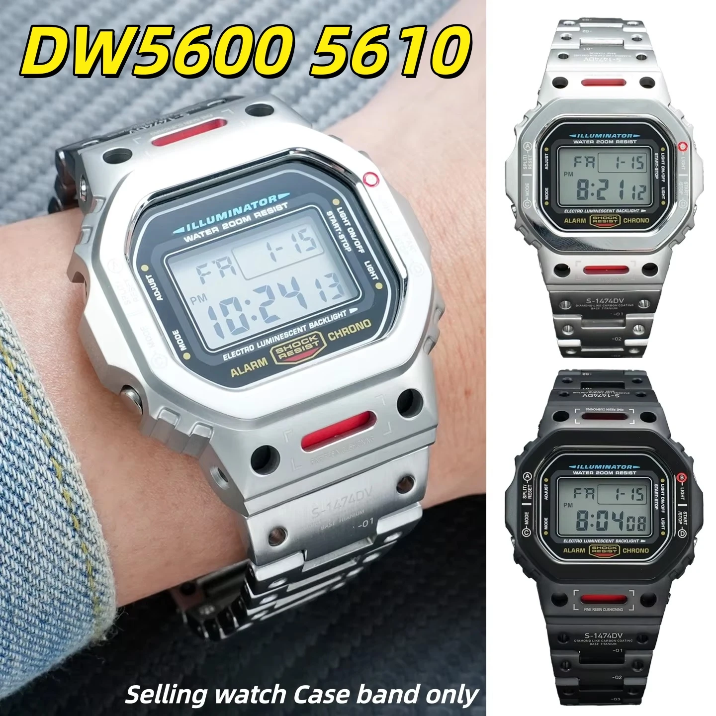 5600 Titanium Mod Kit Mecha Style For Casio Small Square DW-5600 GW-M5610 Titanium Alloy & Stainless Steel bezel Case band strap
5600 Titanium Mod Kit Mecha Style For Casio Small Square DW-5600 GW-M5610 Titanium Alloy & Stainless Steel bezel Case band strap