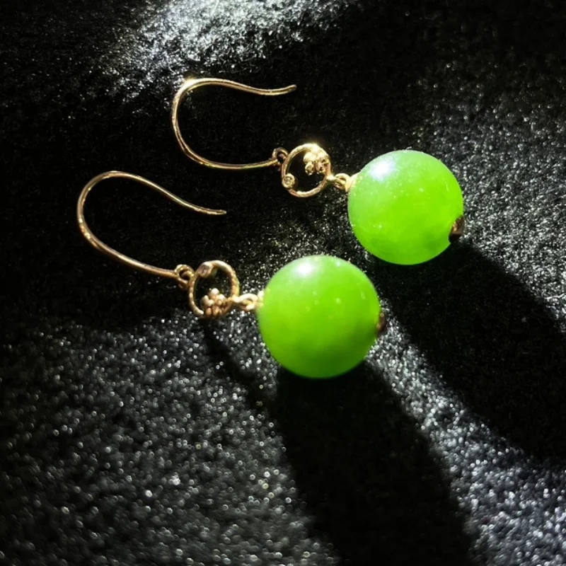 SGARIT Jewelry 18K Gold Inlaid Natural Hetian Jade Eardrops Earrings Loose Stone Size about 10mm Birthday Holiday Gift
SGARIT Jewelry 18K Gold Inlaid Natural Hetian Jade Eardrops Earrings Loose Stone Size about 10mm Birthday Holiday Gift