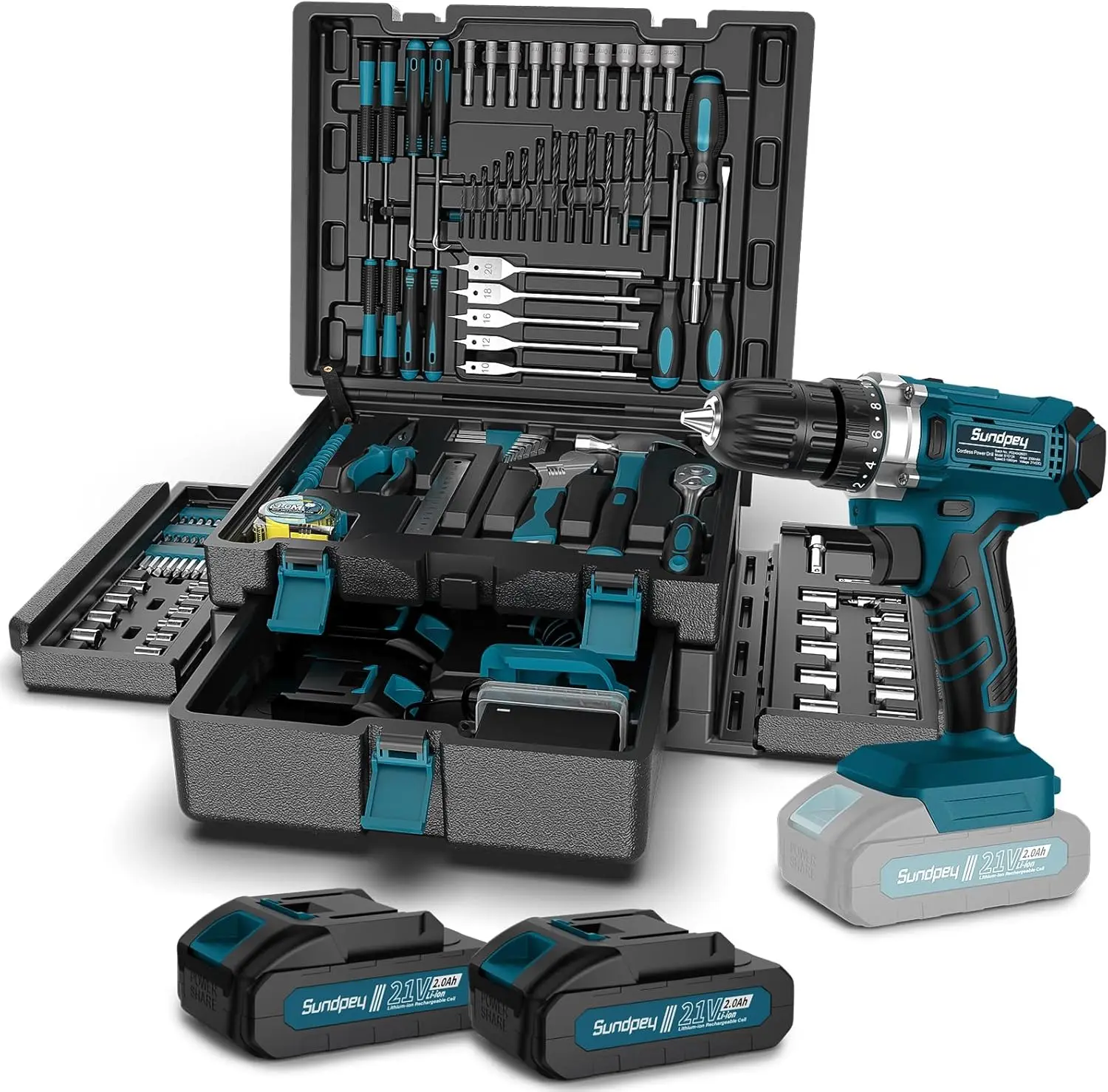 255-PC Tool Kit with 21V Cordless Drill, Portable Home & Auto Repair Set for Handyman, 2 x 2.0Ah Batteries
255-PC Tool Kit with 21V Cordless Drill, Portable Home & Auto Repair Set for Handyman, 2 x 2.0Ah Batteries