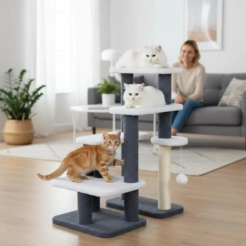 2-in-1 Cat Stairs Cat Tree Tower with Scratching Posts and Hanging Toy Ball-Gray
2-in-1 Cat Stairs Cat Tree Tower with Scratching Posts and Hanging Toy Ball-Gray
