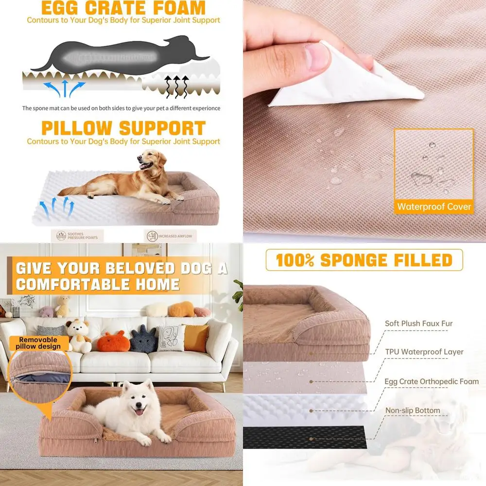 Large Dog Orthopedic Bed, 42x30 Water-Resistant Foam Couch with Removable Cover, Non-Slip Base, Brown
Large Dog Orthopedic Bed, 42x30 Water-Resistant Foam Couch with Removable Cover, Non-Slip Base, Brown