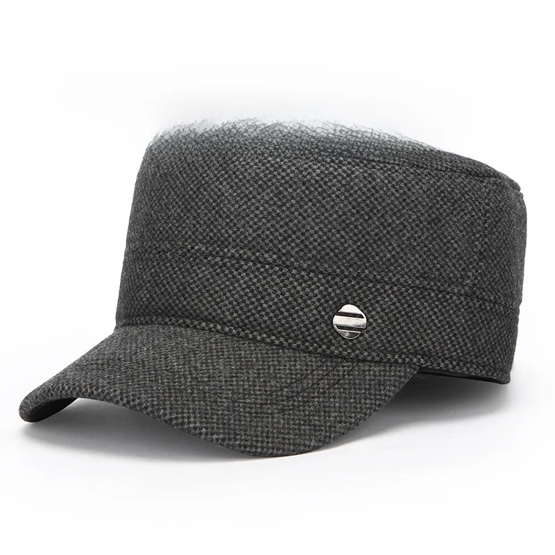 Warm Woolen Men's Hat Winter Outdoor Flat Top Cap Middle-Aged And Elderly Warmth Protection Ear Flap Adjustable Bend Brim Hat
Warm Woolen Men's Hat Winter Outdoor Flat Top Cap Middle-Aged And Elderly Warmth Protection Ear Flap Adjustable Bend Brim Hat
