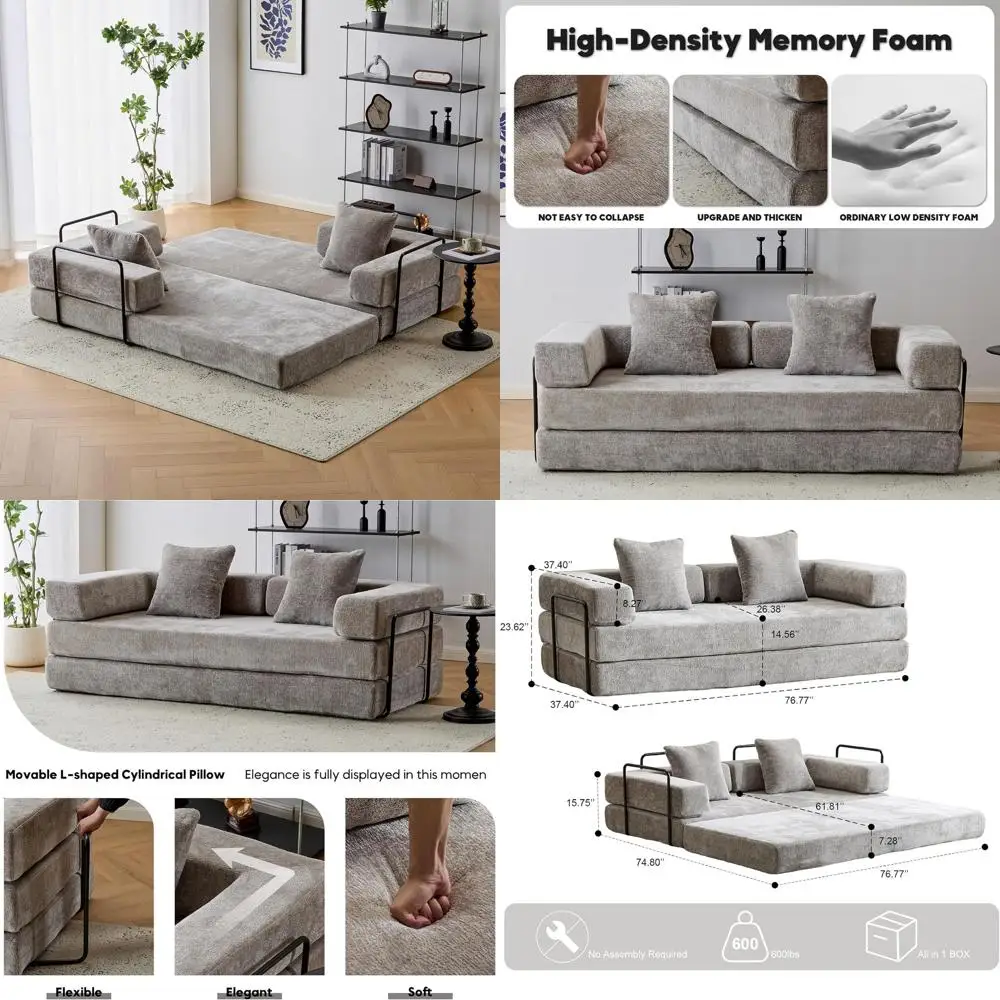 Диван-кровать трансформер с обивкой из шенилла фиксированной формы для гостиной, спальни или зоны отдыха, светло-серый
Диван-кровать трансформер с обивкой из шенилла фиксированной формы для гостиной, спальни или зоны отдыха, светло-серый