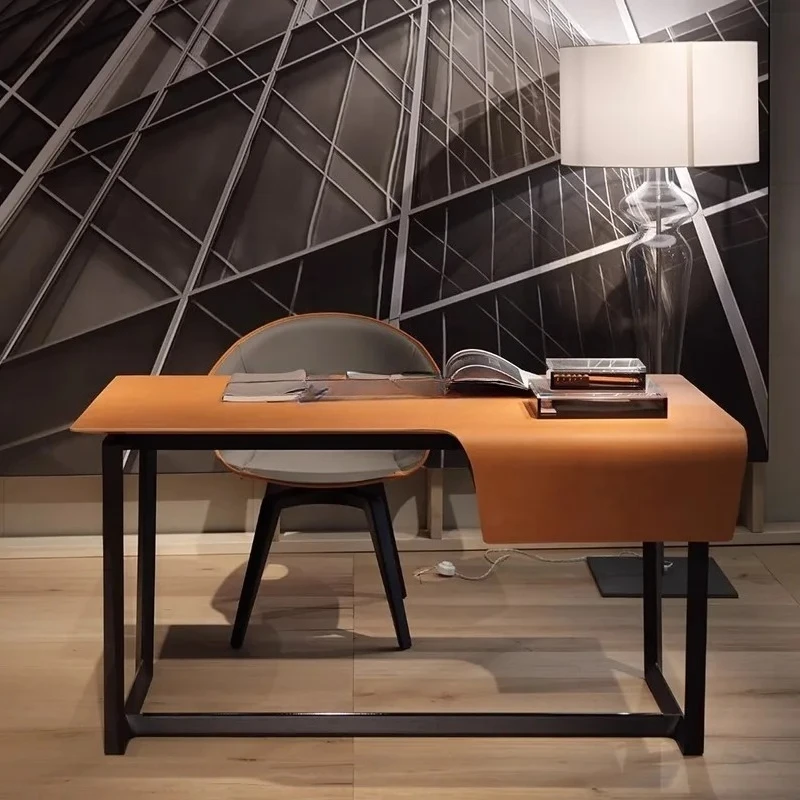 Nordic saddle leather desk Italian minimalist solid wood writing desk office computer desk
Nordic saddle leather desk Italian minimalist solid wood writing desk office computer desk