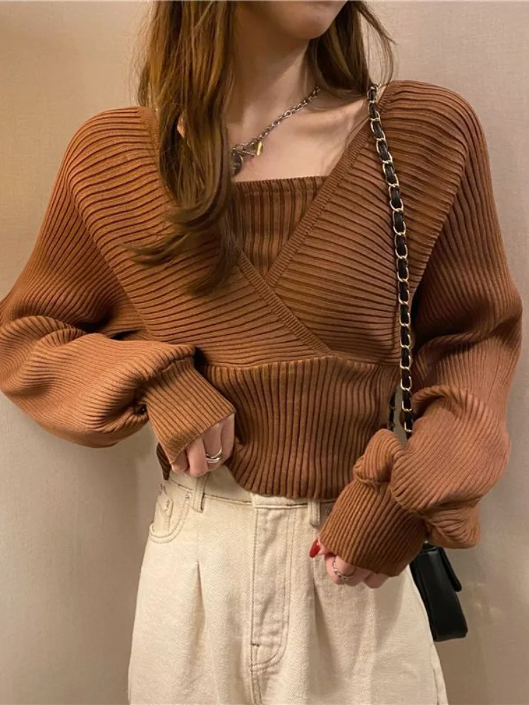2023 Autumn Deeptown Knitted Crop Sweaters Women Pullovers Vintage Casual Design Knit Tops Solid Korean Fashion Fake Two-piece
2023 Autumn Deeptown Knitted Crop Sweaters Women Pullovers Vintage Casual Design Knit Tops Solid Korean Fashion Fake Two-piece