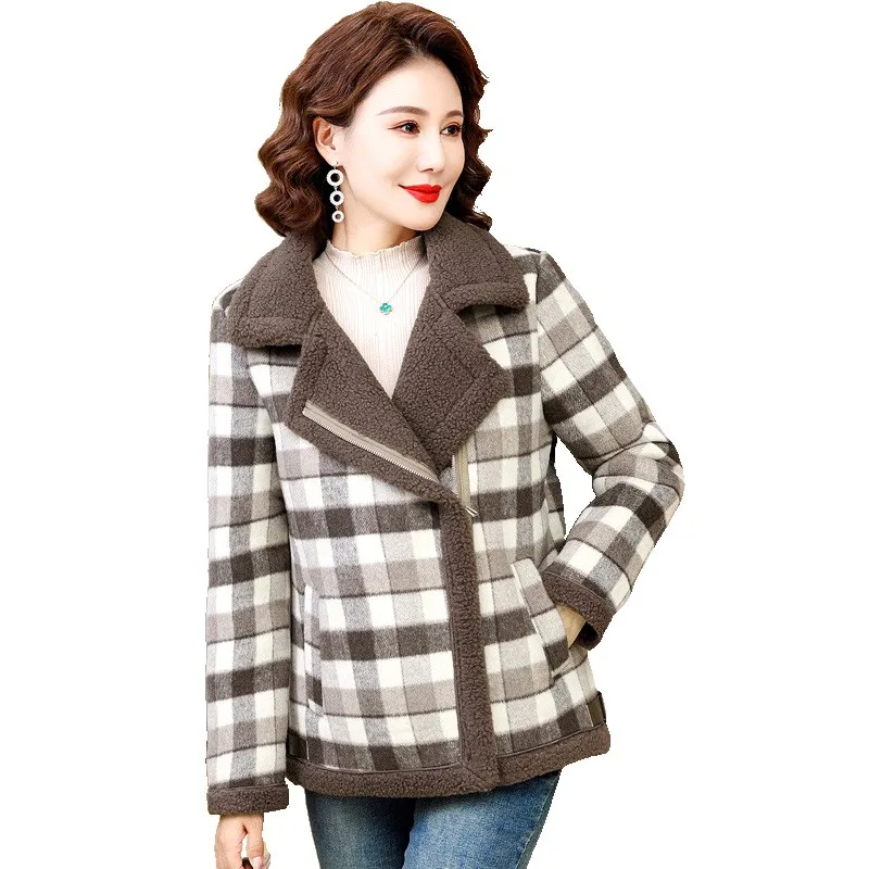 Plaid woolen Zipper Bike Jackets Women Thick Long Sleeve Motorcycle Coats Autumn Winter Street Jacket
Plaid woolen Zipper Bike Jackets Women Thick Long Sleeve Motorcycle Coats Autumn Winter Street Jacket