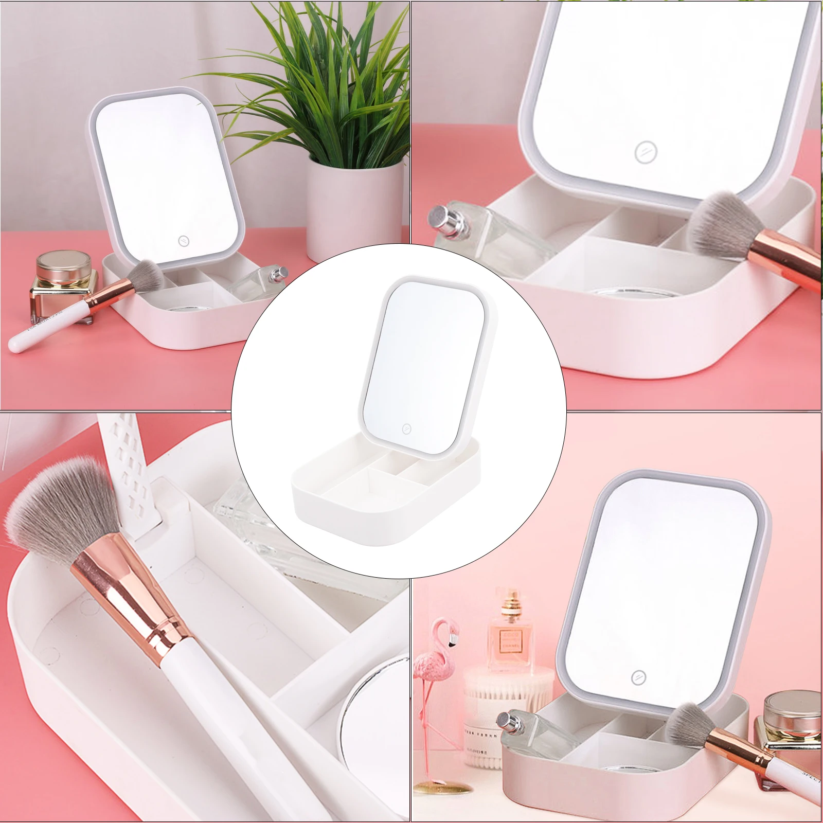 Led Lighted Makeup With Storage Box Touch Control Adjustable Brightness Foldable Mirror For Travel Desktop Decor
Led Lighted Makeup With Storage Box Touch Control Adjustable Brightness Foldable Mirror For Travel Desktop Decor