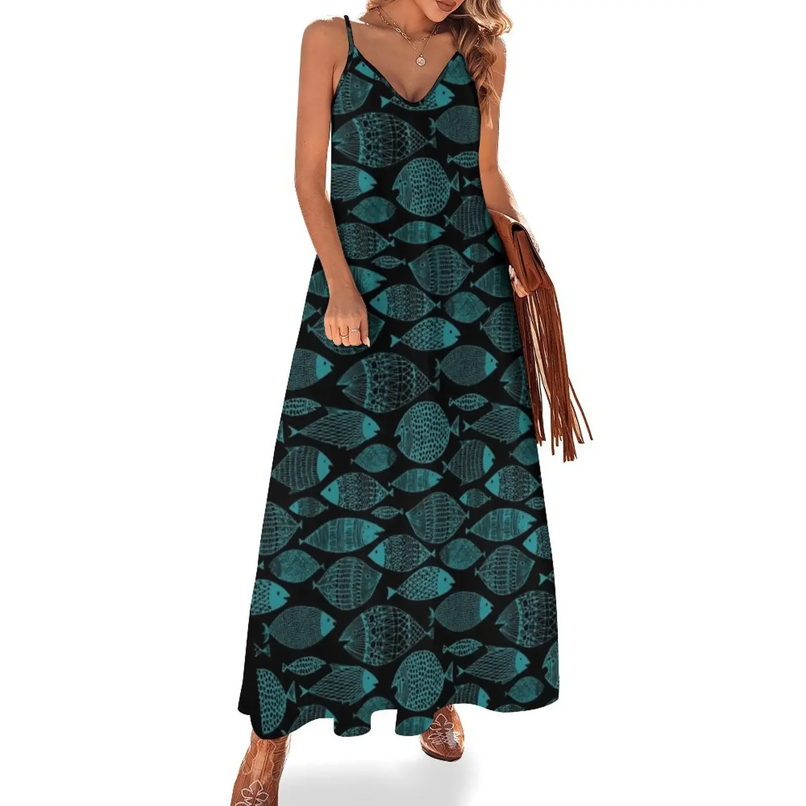 Green Fish Black Sleeveless Dress party dress women elegant luxury Party dresses
Green Fish Black Sleeveless Dress party dress women elegant luxury Party dresses