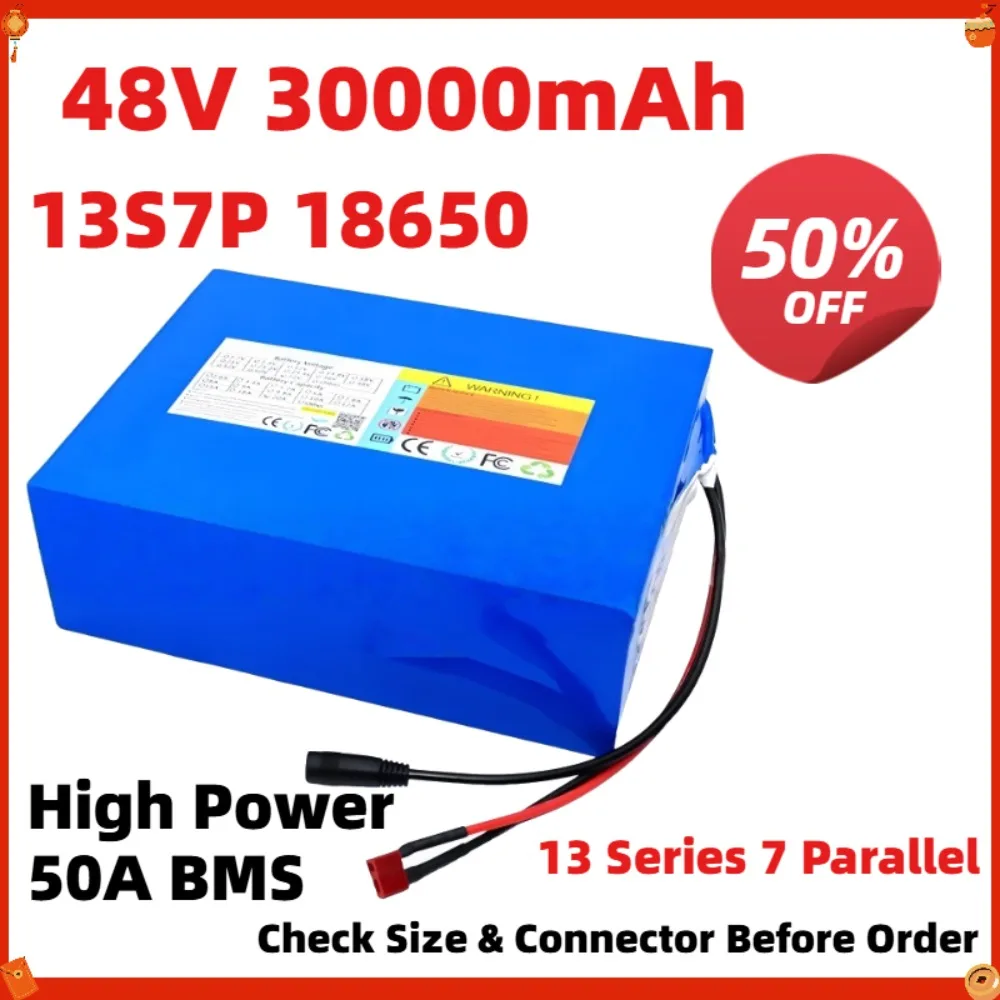 48V 30Ah 18650 Lithium Battery Pack 13S7P for Electric Bike E-Scooter Built-in 50A BMS with XT60 Connector High Power
48V 30Ah 18650 Lithium Battery Pack 13S7P for Electric Bike E-Scooter Built-in 50A BMS with XT60 Connector High Power