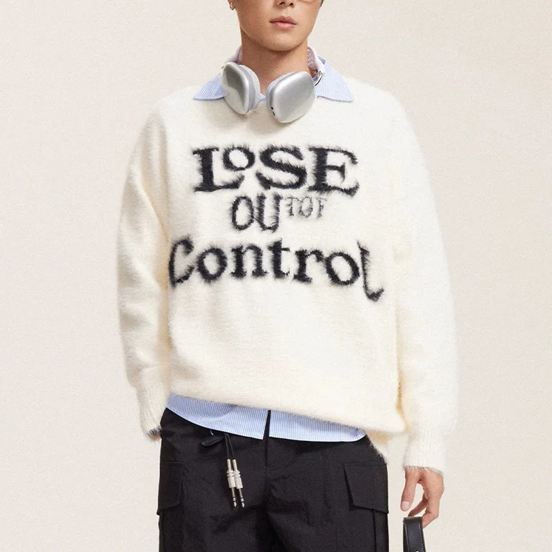 Letter Jacquard Knitted Sweater Men Women Streetwear Fashion Brand Loose Causal Long Hair Pullover Couple Christmas Sweater
Letter Jacquard Knitted Sweater Men Women Streetwear Fashion Brand Loose Causal Long Hair Pullover Couple Christmas Sweater