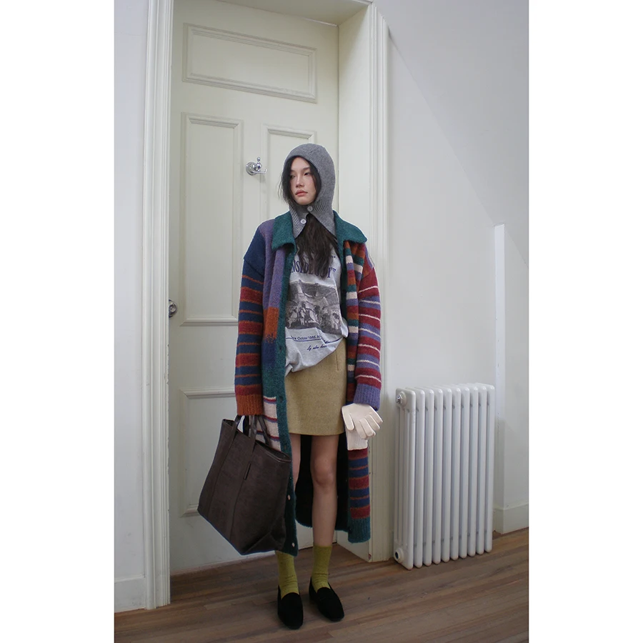 HelloooEat Japanese Sle Retro Long Knitted Sweater Jaet Color Blo Collar Open Cardigan Women's Loose Fit Rainbow Stripes
HelloooEat Japanese Sle Retro Long Knitted Sweater Jaet Color Blo Collar Open Cardigan Women's Loose Fit Rainbow Stripes