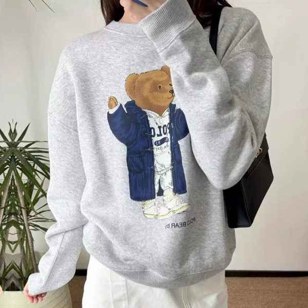 2025 Autumn Winter New Style round Neck Bear Sweatshirt Loose Casual Basic Versatile Women's Clothing Commute Style Long Sleeve
2025 Autumn Winter New Style round Neck Bear Sweatshirt Loose Casual Basic Versatile Women's Clothing Commute Style Long Sleeve