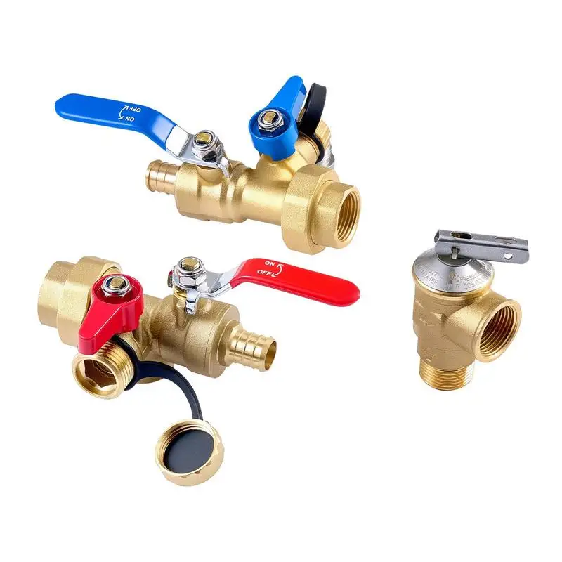 Water Heater Kit, 3/4 Inch Tankless Water Heater Service Valve Kit with 2PCS 3/4″ NPT to 3/4″ PEX-B Isolation Valves, Pressure Relief Valve, Lead-Free Brass, Fits Most Tankless Waters Heaters
Water Heater Kit, 3/4 Inch Tankless Water Heater Service Valve Kit with 2PCS 3/4″ NPT to 3/4″ PEX-B Isolation Valves, Pressure Relief Valve, Lead-Free Brass, Fits Most Tankless Waters Heaters