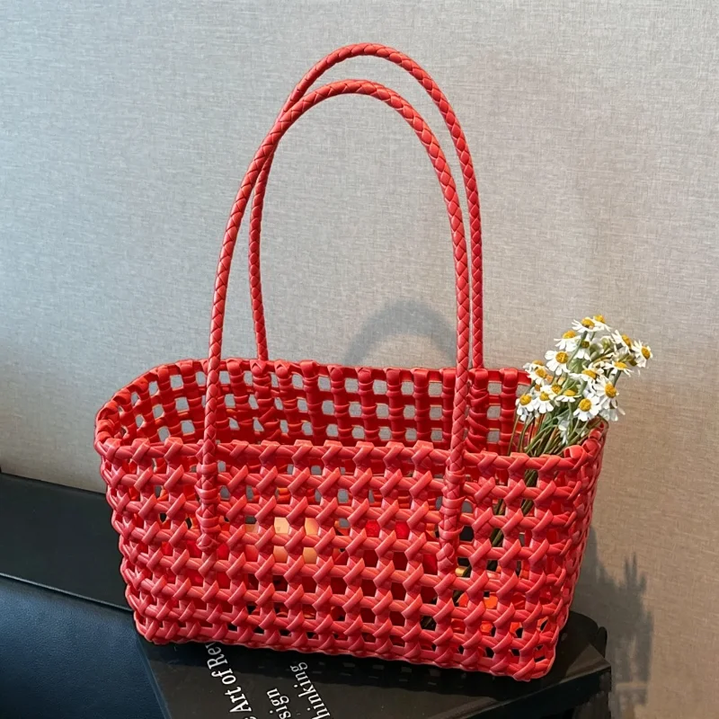 Vegetable Basket Women Straw Handbag Hollow Woven Shoulder Bag Large Capacity Lightweight Summer Beach Travel Tote Bag
Vegetable Basket Women Straw Handbag Hollow Woven Shoulder Bag Large Capacity Lightweight Summer Beach Travel Tote Bag