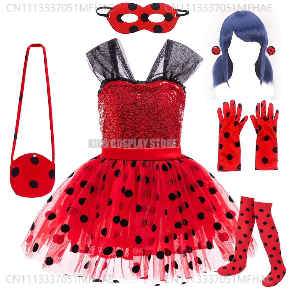 Children Ladybug Cosplay Costume Kid Marinette Halloween Outfit Christmas Fancy Party For Girl Red Dot Dress Suits Birthday Gift
Children Ladybug Cosplay Costume Kid Marinette Halloween Outfit Christmas Fancy Party For Girl Red Dot Dress Suits Birthday Gift
