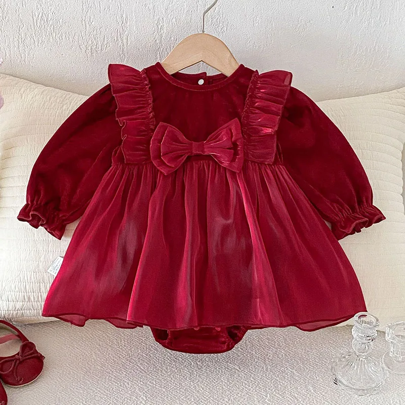 Spring Autumn Newborn Girls Clothes Korean Cute Bow Red Mesh Birtyday Princess Long Sleeve Baby Bodysuits And One-Pieces B405
Spring Autumn Newborn Girls Clothes Korean Cute Bow Red Mesh Birtyday Princess Long Sleeve Baby Bodysuits And One-Pieces B405