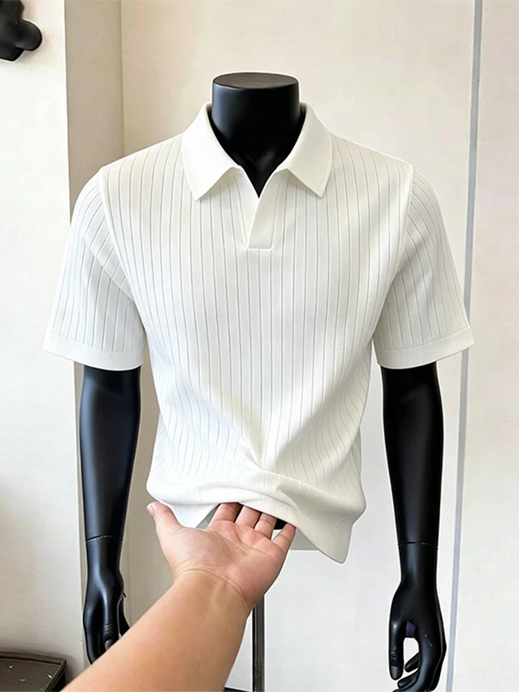White Knitted Shirt Short Sleeve Men's Summer Style Half Sleeve Sea Gull Collar Slim Fit Shoulder T-Shirt Breathable
White Knitted Shirt Short Sleeve Men's Summer Style Half Sleeve Sea Gull Collar Slim Fit Shoulder T-Shirt Breathable