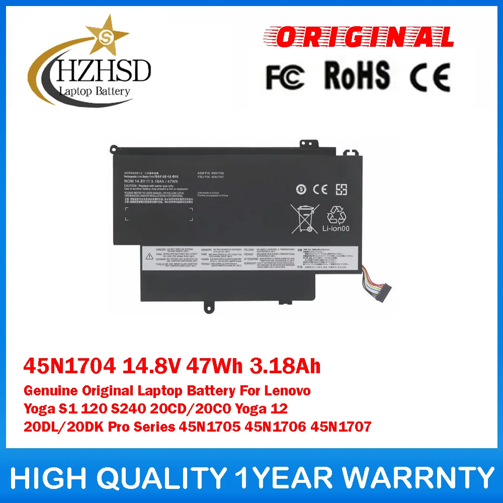 45N1704 14.8V 47Wh 3.18Ah Genuine Original Laptop Battery For Lenovo Yoga S1 120 S240 20CD/20C0 Yoga 12 20DL/20DKPro 45N1705/6/7
45N1704 14.8V 47Wh 3.18Ah Genuine Original Laptop Battery For Lenovo Yoga S1 120 S240 20CD/20C0 Yoga 12 20DL/20DKPro 45N1705/6/7
