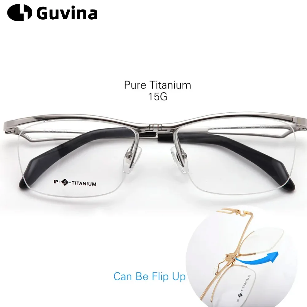 IP Pure Titanium Men Glasses Half Frame Business Square Flip Up Eyeglass Frames Myopia Hyperopia Prescription Eyeglasses Eyewear
IP Pure Titanium Men Glasses Half Frame Business Square Flip Up Eyeglass Frames Myopia Hyperopia Prescription Eyeglasses Eyewear