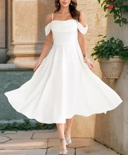 Women's New Sexy Pleated Skirt Slim and Elegant A-Line Skirt Summer Square Neck Pleated Design Waist Cinching Suspender Dress
Women's New Sexy Pleated Skirt Slim and Elegant A-Line Skirt Summer Square Neck Pleated Design Waist Cinching Suspender Dress