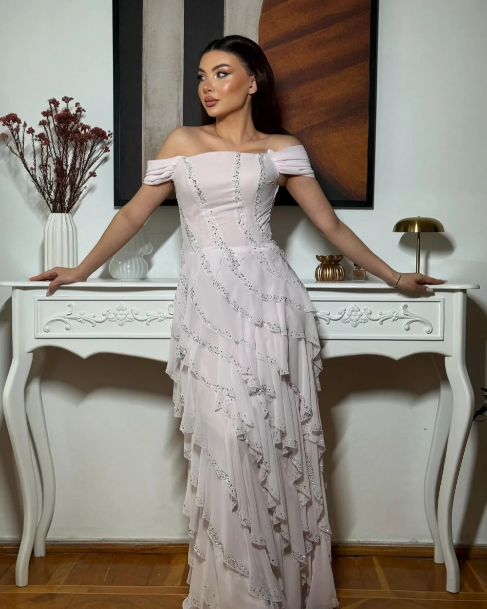 Customized Modern Style Women Jersey Rhinestone Ruched Straight Evening Dresses Fashion Off-the-shoulder Sleeveless Prom Dresses
Customized Modern Style Women Jersey Rhinestone Ruched Straight Evening Dresses Fashion Off-the-shoulder Sleeveless Prom Dresses