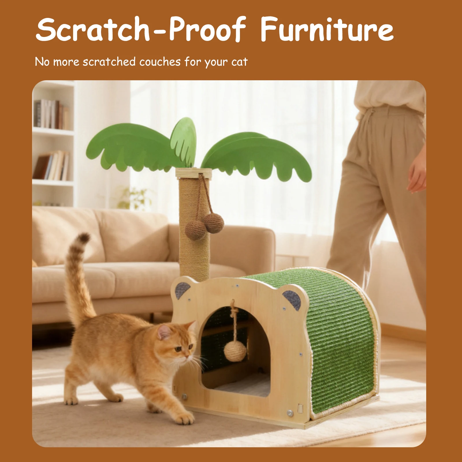 Cat Scratching Post Coconut Tree Wooden Cat Scratcher Toy for Indoor Cats with Hanging Sisal Ball Toy Wooden Interactive Condo
Cat Scratching Post Coconut Tree Wooden Cat Scratcher Toy for Indoor Cats with Hanging Sisal Ball Toy Wooden Interactive Condo