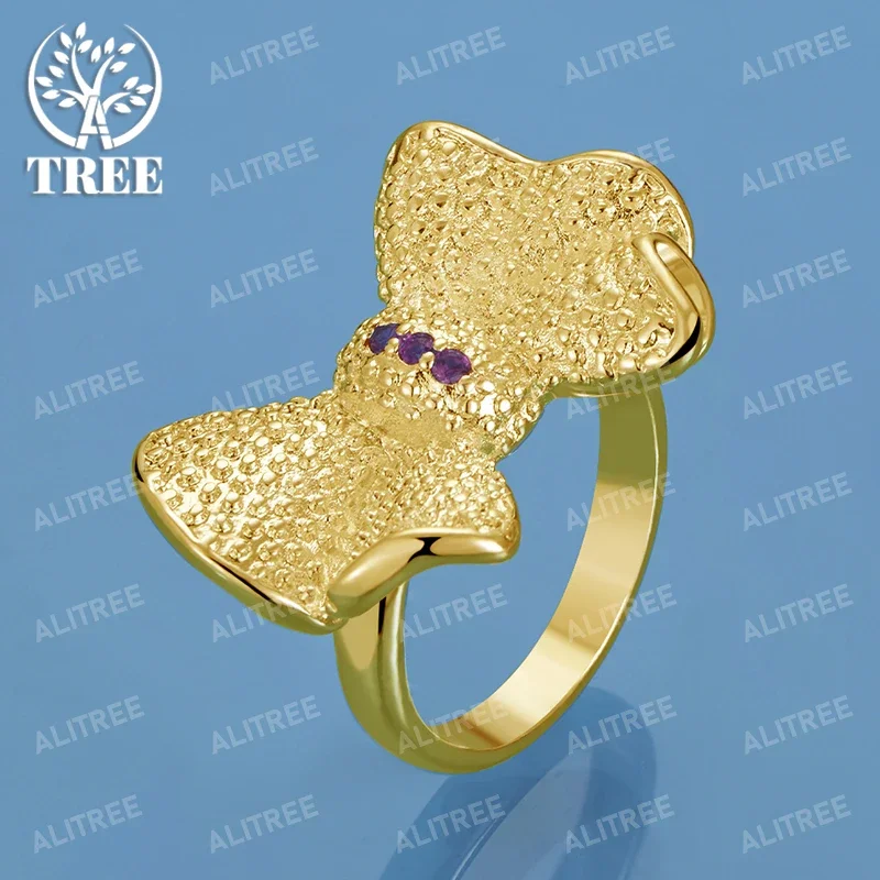 ALITREE 18K Gold Ring Fashion Red Zircon Bow Rings For Women Party Wedding Classic Fine Jewelry Birthday Gifts
ALITREE 18K Gold Ring Fashion Red Zircon Bow Rings For Women Party Wedding Classic Fine Jewelry Birthday Gifts