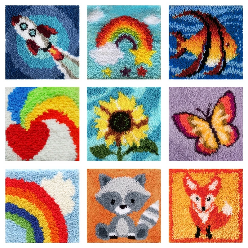 Rainbow Embroidery Latch Hook Kit Cushion Cartoon Carpet Pillow Latch Hook Rug Kits Button Pad Package Smyrna Package DIY Decor
Rainbow Embroidery Latch Hook Kit Cushion Cartoon Carpet Pillow Latch Hook Rug Kits Button Pad Package Smyrna Package DIY Decor
