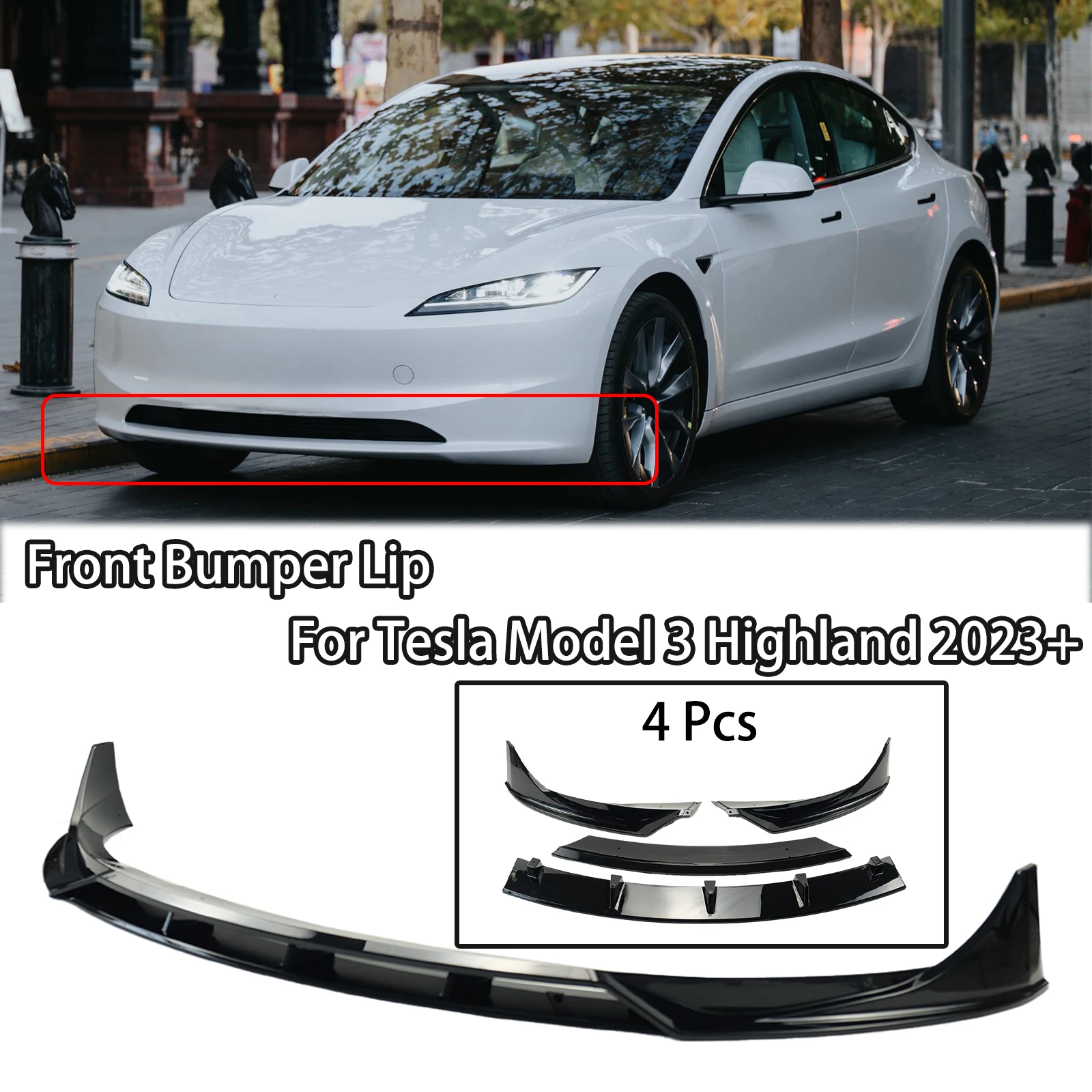 For Tesla Model 3 Highland 2023+ Car Front Bumper Lip Diffuser Splitter Spoiler Accessories Glossy Black Carbon Fiber Look
For Tesla Model 3 Highland 2023+ Car Front Bumper Lip Diffuser Splitter Spoiler Accessories Glossy Black Carbon Fiber Look