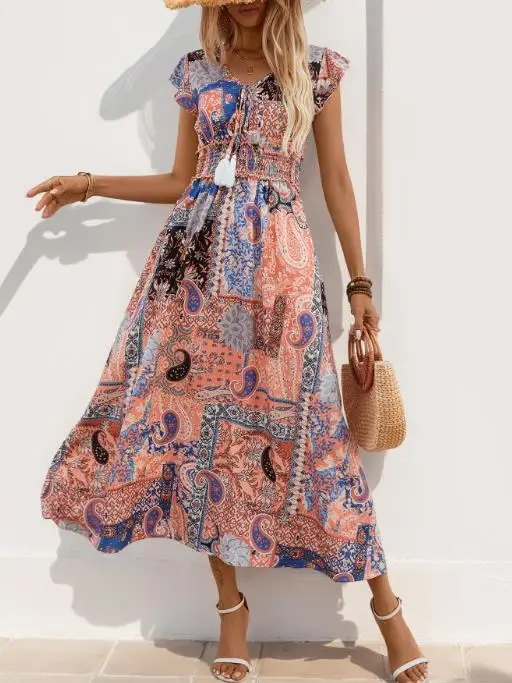 Retro Style Personalized Paisley Print Sleeveless Dress for Summer Ladies Elegant Vacation V-Neck Cinched Waist A-Line Dress
Retro Style Personalized Paisley Print Sleeveless Dress for Summer Ladies Elegant Vacation V-Neck Cinched Waist A-Line Dress