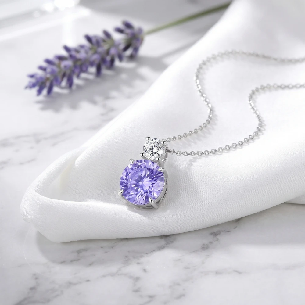 925 Sterling Silver Purple Amethyst Pendant Necklace for Women, 5A Cubic Zirconia Wedding Party Jewelry, Elegant Clavicle Chain
925 Sterling Silver Purple Amethyst Pendant Necklace for Women, 5A Cubic Zirconia Wedding Party Jewelry, Elegant Clavicle Chain