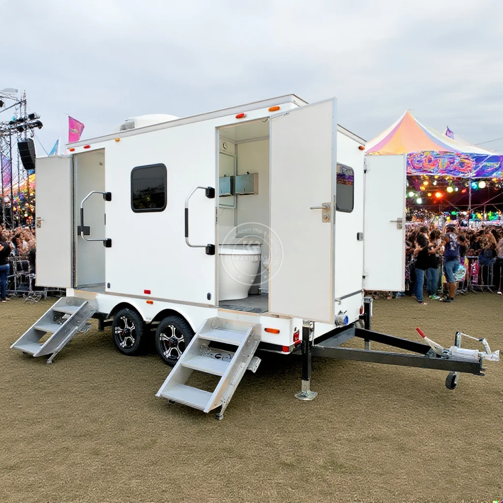 Mobile Bathrooms Trailer 4 Stall Restroom Container Showers and Toilets Trailer Portable Toilet Shower Rooms Trailer
Mobile Bathrooms Trailer 4 Stall Restroom Container Showers and Toilets Trailer Portable Toilet Shower Rooms Trailer