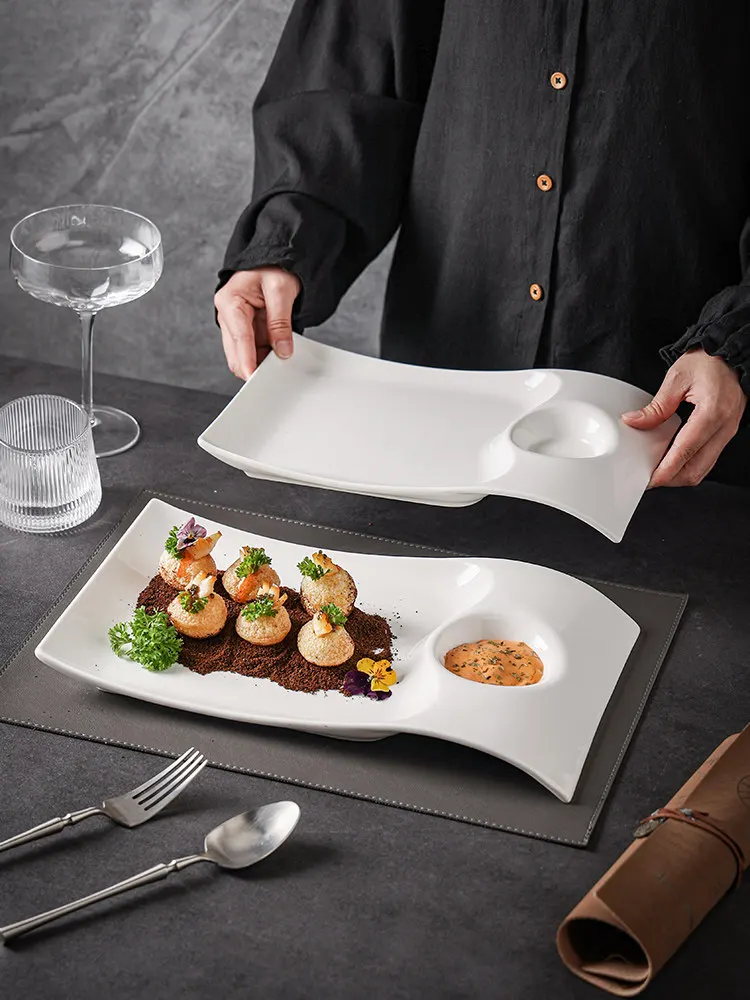 Ceramic dinnerware minimalist modern dumpling plate with sauce dish, rectangular serving plate for home, hotel, chinese cuisine
Ceramic dinnerware minimalist modern dumpling plate with sauce dish, rectangular serving plate for home, hotel, chinese cuisine