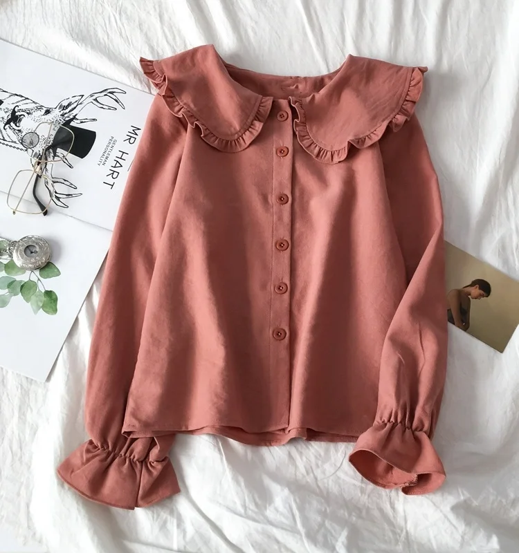 Long Sve Doll Collar Women's irt Street Sle Pure Color Slim Fit Summer Faionable Ladies' Premium irt
Long Sve Doll Collar Women's irt Street Sle Pure Color Slim Fit Summer Faionable Ladies' Premium irt