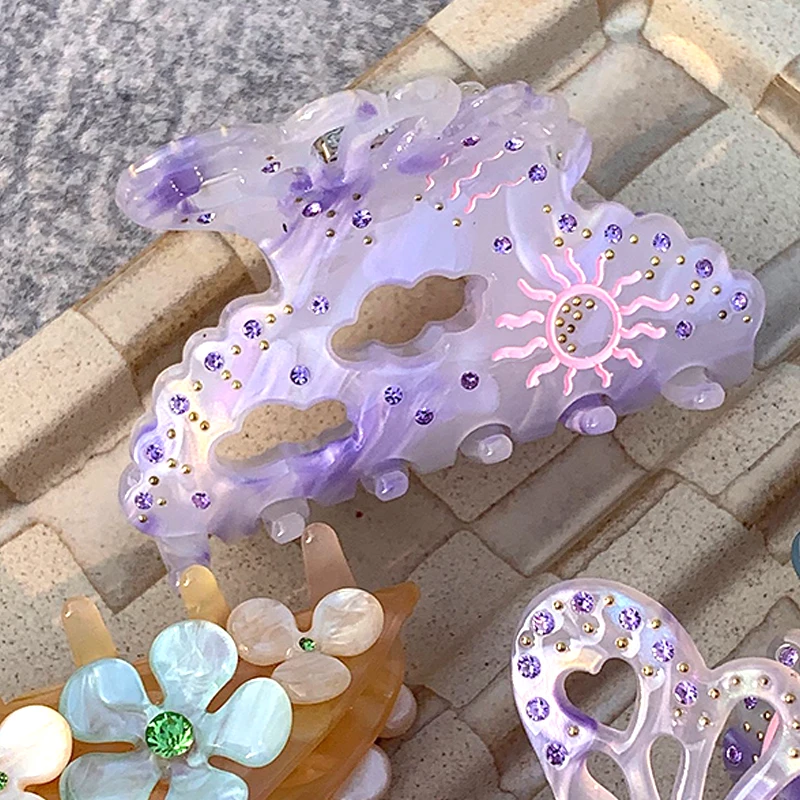 Korea Purple Lace Sun Crystal Hair Claws for Women Fashion Sweet INS Hair Accessories Geometric Flower Hair Clip Jewelry Gift
Korea Purple Lace Sun Crystal Hair Claws for Women Fashion Sweet INS Hair Accessories Geometric Flower Hair Clip Jewelry Gift