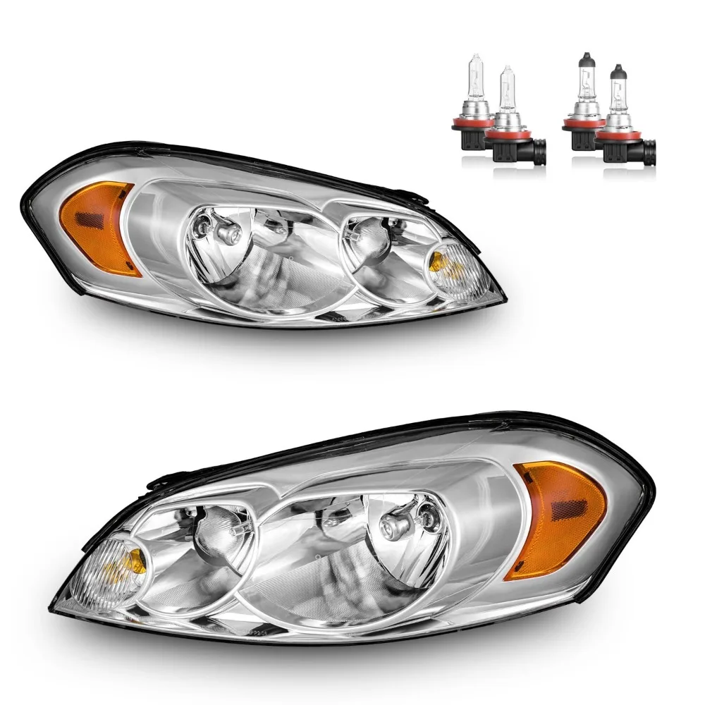 Pair Headlights Assembly Chrome For 2006-2013 Chevy Impala Headlamps with bulbs
Pair Headlights Assembly Chrome For 2006-2013 Chevy Impala Headlamps with bulbs
