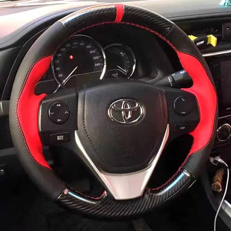 Для Toyota Corolla 2014-2019 Corolla iM (US) 2017-2018 ручная прошивка из углеродного волокна из натуральной кожи автомобильный чехол на руль 
Для Toyota Corolla 2014-2019 Corolla iM (US) 2017-2018 ручная прошивка из углеродного волокна из натуральной кожи автомобильный чехол на руль