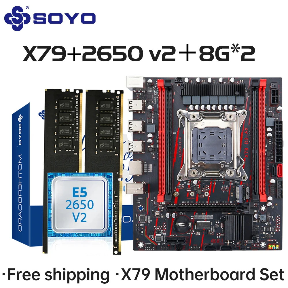 SOYO X79 Game Motherboard LGA 2011 Set with E5 2650 V2 CPU 16G【8G*2】DDR3 ECC RAM Memory M.2 NAME Computer components Mainboard
SOYO X79 Game Motherboard LGA 2011 Set with E5 2650 V2 CPU 16G【8G*2】DDR3 ECC RAM Memory M.2 NAME Computer components Mainboard