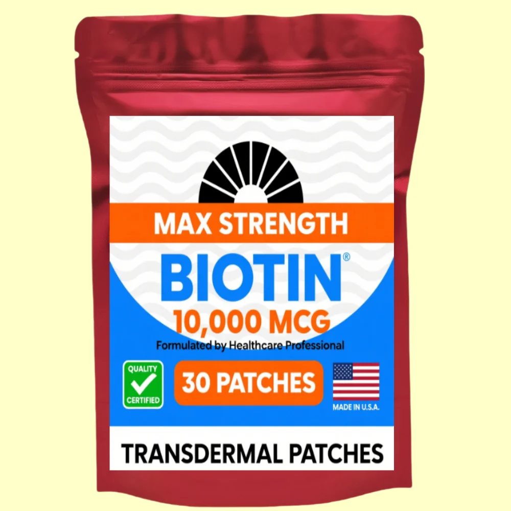 30 Patches Biotin 10000mcg Patches - Strength || Hair, Skin, And Nails Transdermal Patches
30 Patches Biotin 10000mcg Patches - Strength || Hair, Skin, And Nails Transdermal Patches
