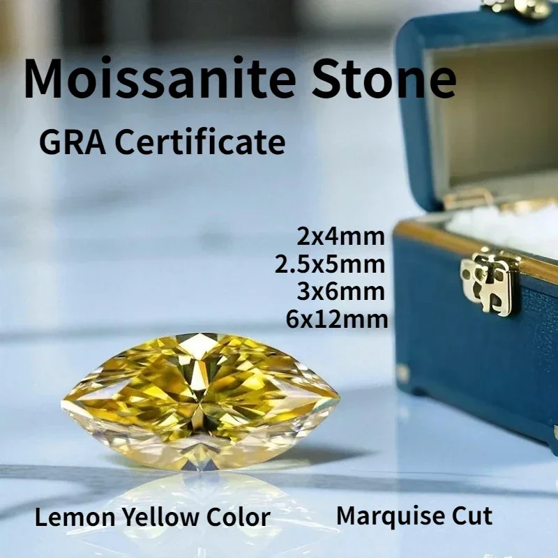 Top Lemon Yellow Color Moissanite Stone Marquise Cut Gemstone Lab Grown Diamond DIY Ring Necklace Earrings Main Materials
Top Lemon Yellow Color Moissanite Stone Marquise Cut Gemstone Lab Grown Diamond DIY Ring Necklace Earrings Main Materials