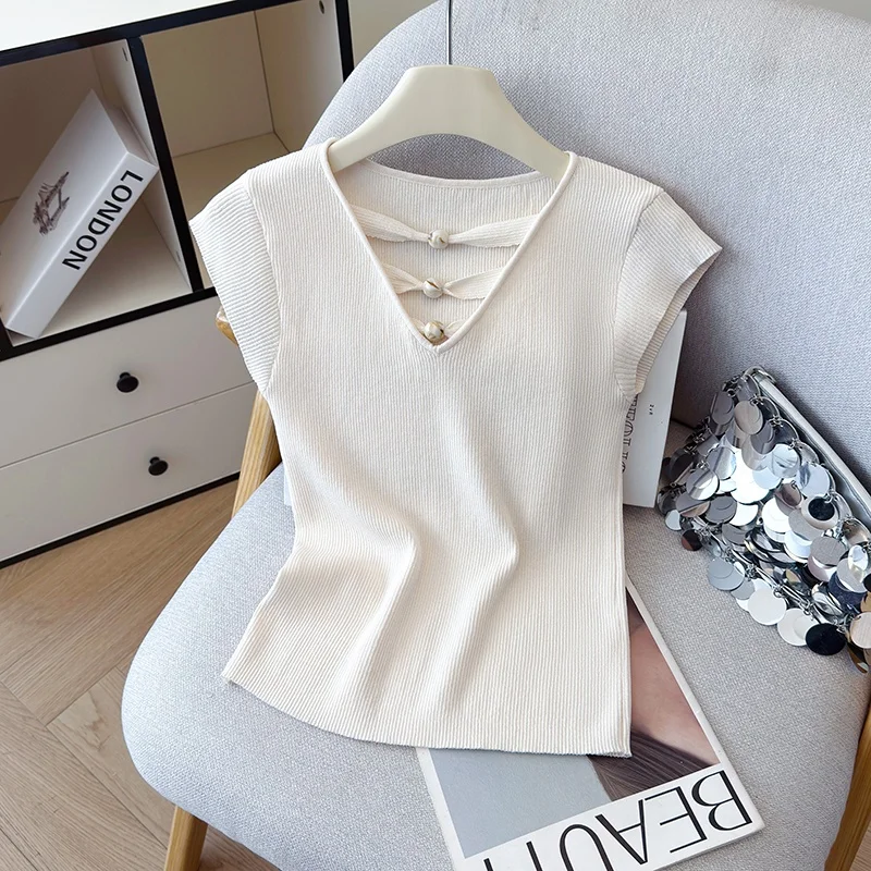 Летний льняной трикотажный топ с V-образным вырезом, приталенный, с коротким рукавом, универсальный, в корейском стиле, для повседневной носки, коллекция 2026 года
Летний льняной трикотажный топ с V-образным вырезом, приталенный, с коротким рукавом, универсальный, в корейском стиле, для повседневной носки, коллекция 2026 года