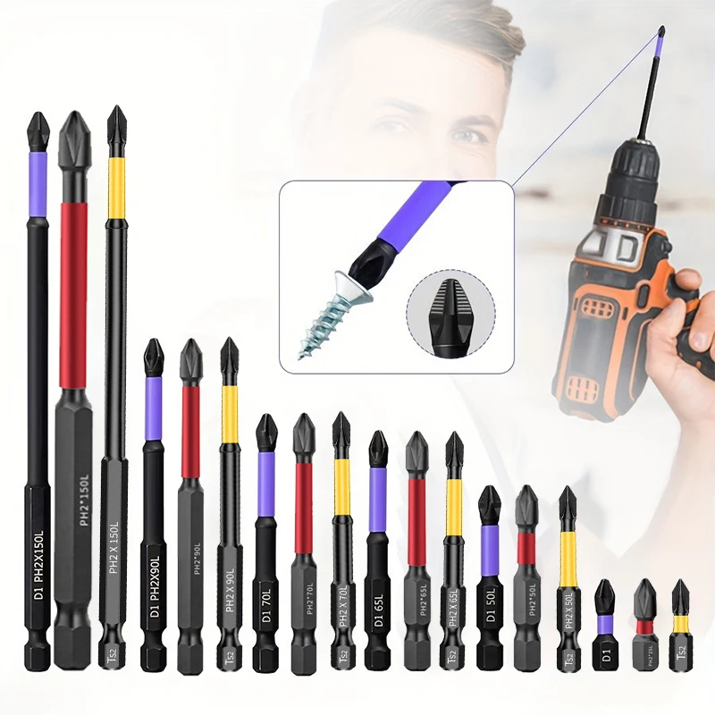 5/6pcs PH2 Anti-Slip Screwdriver Bit Set High Magnetic Screwdriver Bit Electric Drill Screwdriver Bit Anti-Slip 25mm-150mm&
5/6pcs PH2 Anti-Slip Screwdriver Bit Set High Magnetic Screwdriver Bit Electric Drill Screwdriver Bit Anti-Slip 25mm-150mm&